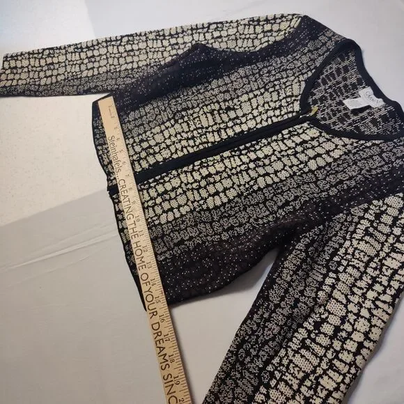 Carmen Marc Valvo Short Blouse Size L Full Zipper Long Sleeve - Picture 11 of 12